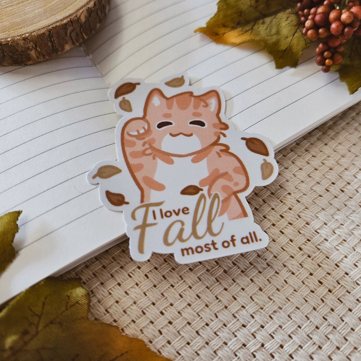 Kiss Cut Sticker - I love fall