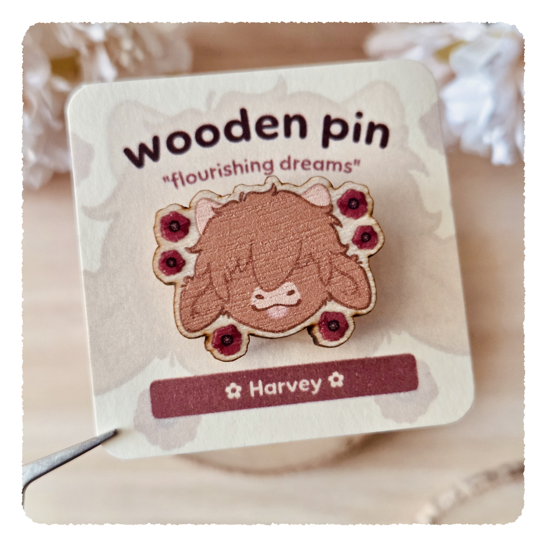 wooden pin - Flourishing Dreams I Poppies