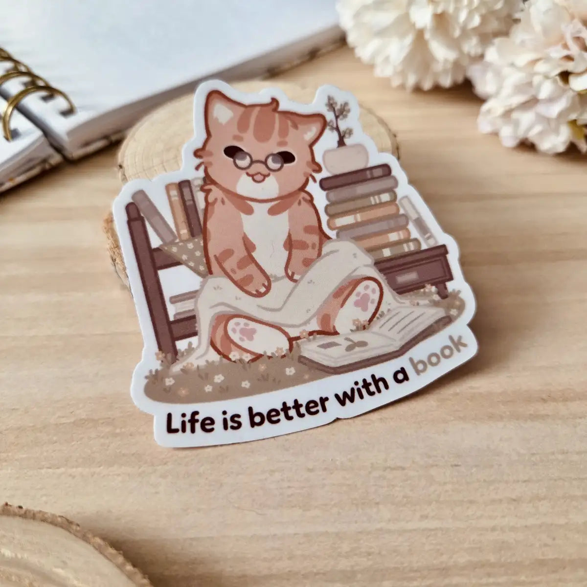 Kiss Cut Sticker - Life is better with a book