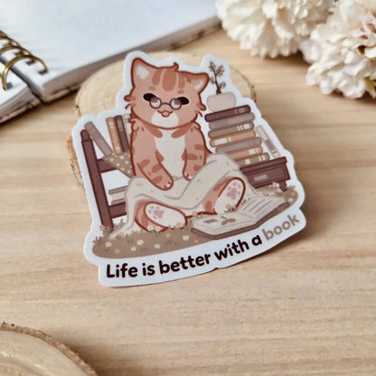 Kiss Cut Sticker - Life is better with a book