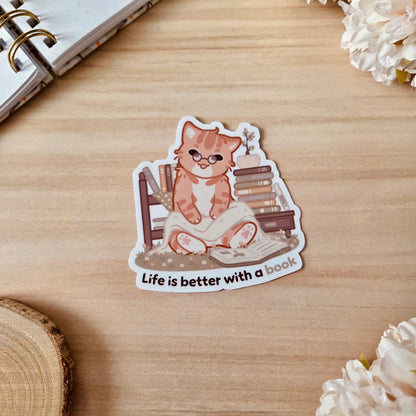 Kiss Cut Sticker - Life is better with a book ❘ Kleiner Flowers