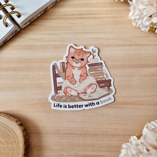 Kiss Cut Sticker - Life is better with a book ❘ Kleiner Flowers