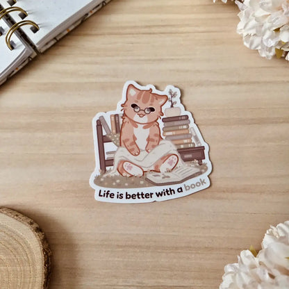 Kiss Cut Sticker - Life is better with a book