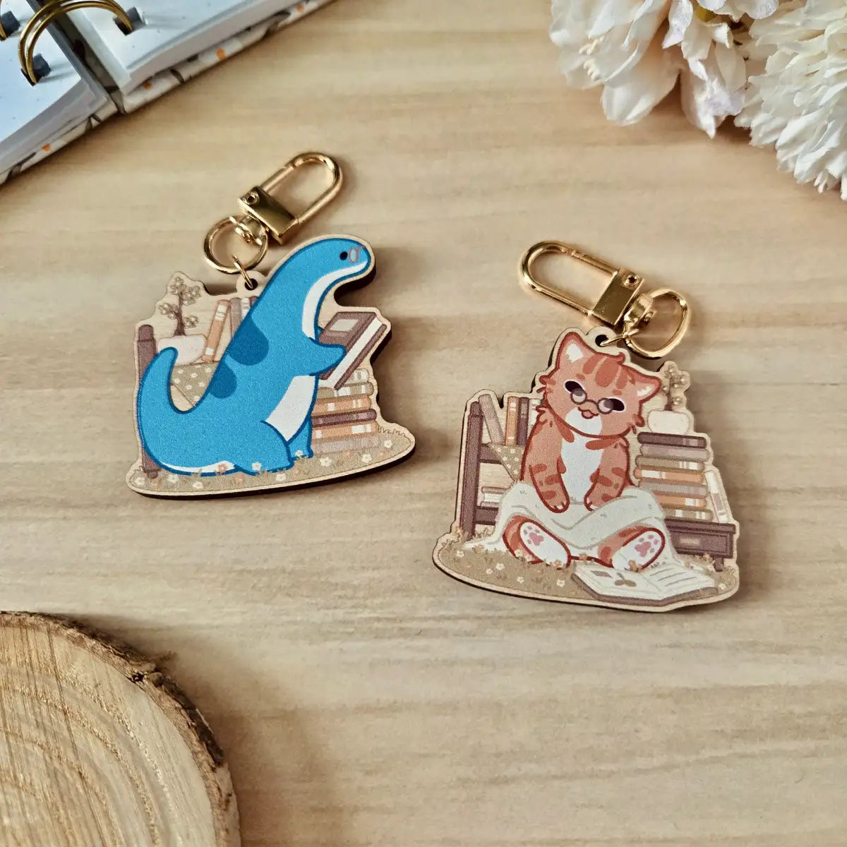 wooden charm - Life is better with a book