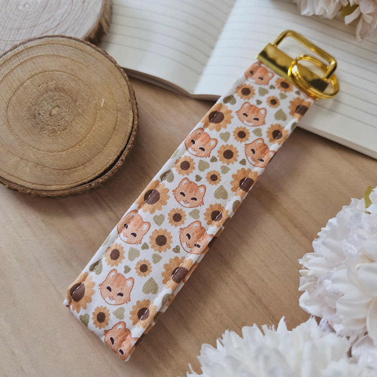 100% Cotton Keychain wristlet - Sunflowers