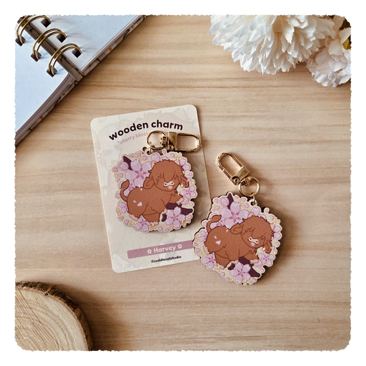wooden charm - Cherry Blossom Friends I Harvey