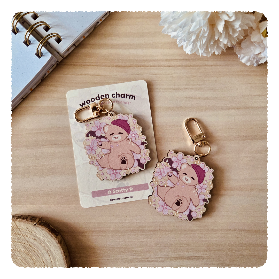 Holzanhänger - Cherry Blossom Friends I Scotty
