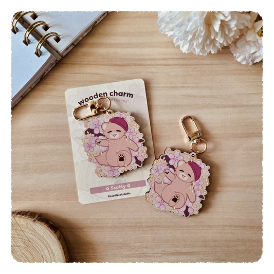 Holzanhänger - Cherry Blossom Friends I Scotty