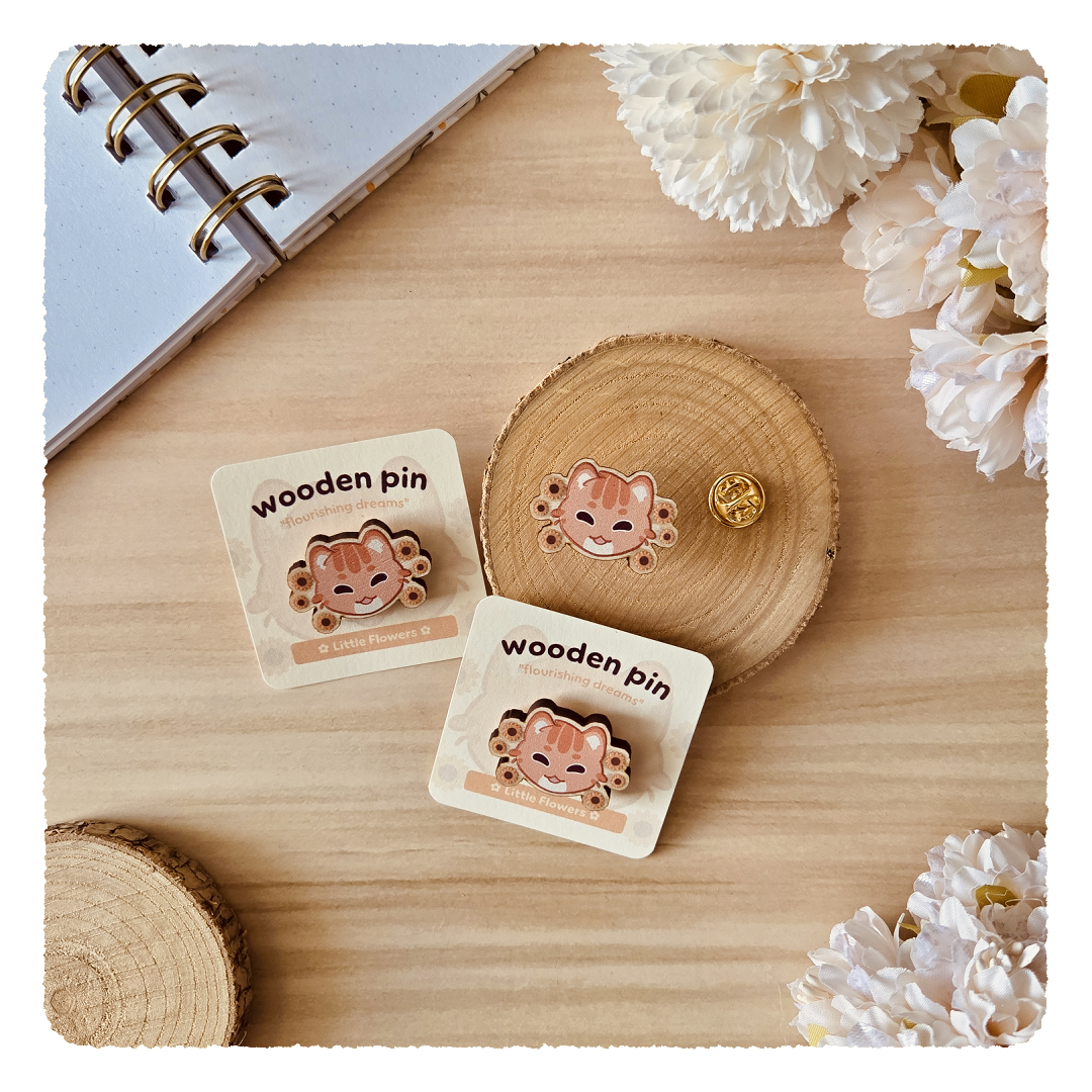 wooden pin - Flourishing Dreams I Sunflower