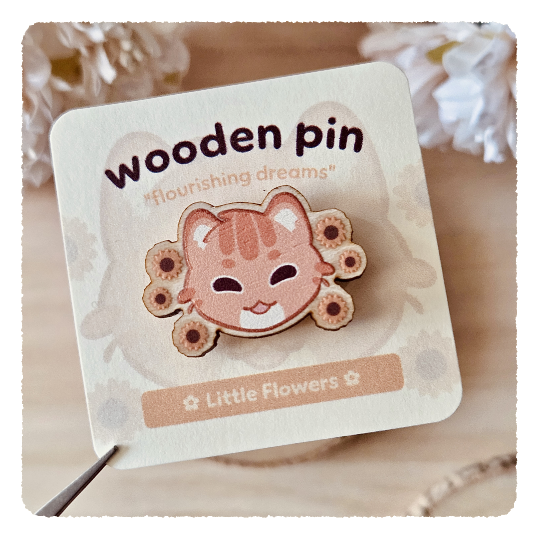wooden pin - Flourishing Dreams I Sunflower
