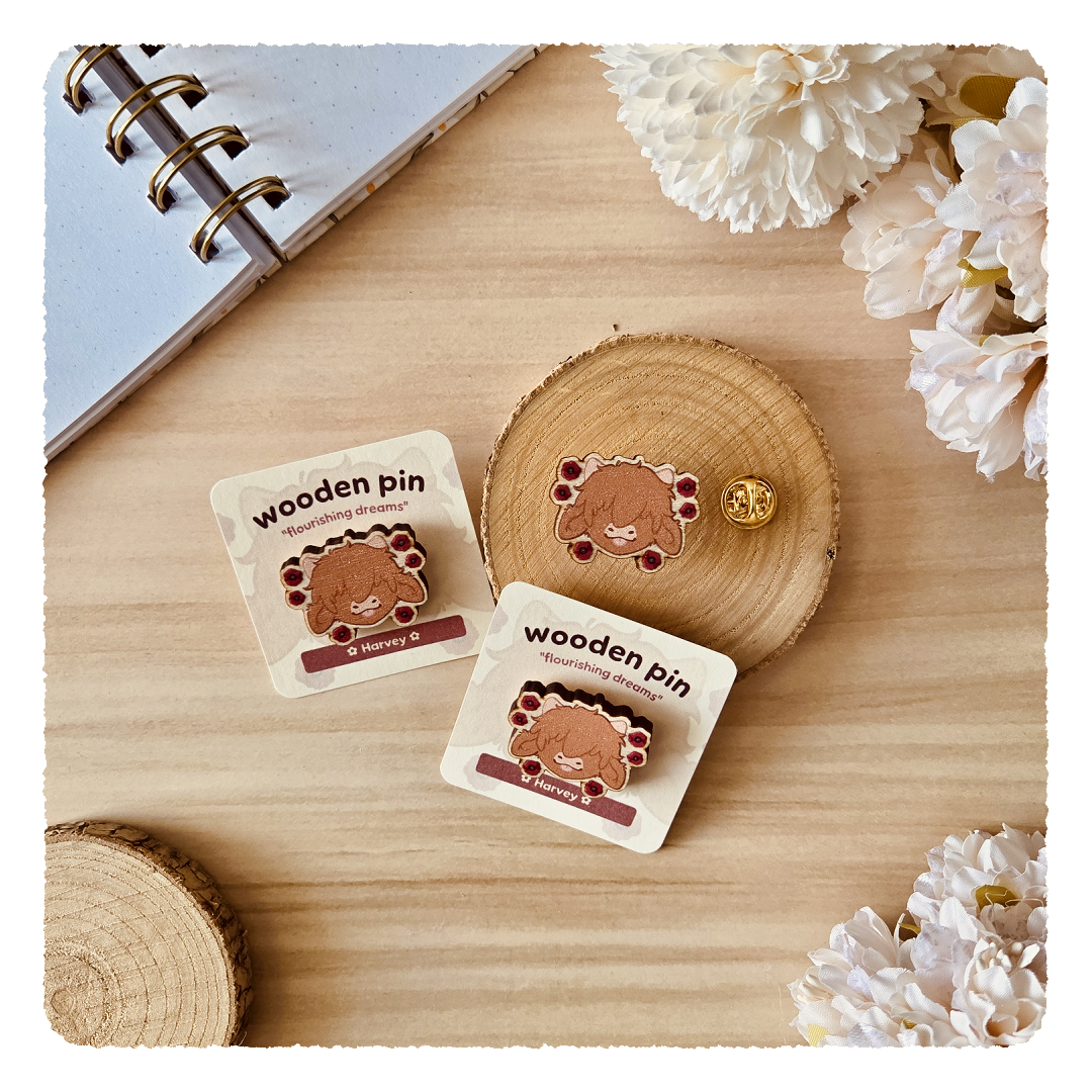 wooden pin - Flourishing Dreams I Poppies