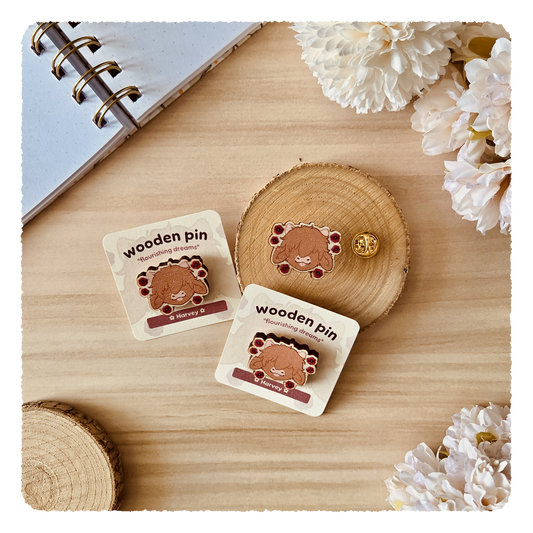 wooden pin - Flourishing Dreams I Poppies