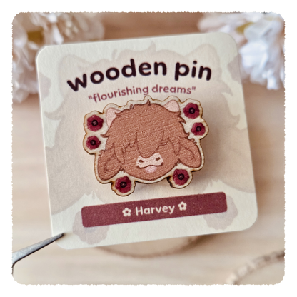 wooden pin - Flourishing Dreams I Poppies