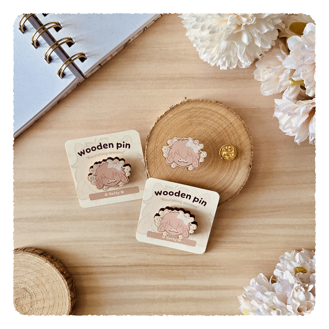 wooden pin - Flourishing Dreams I Daisies